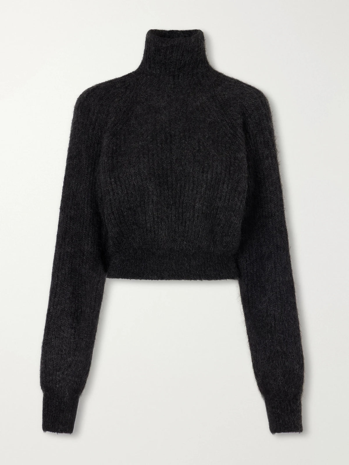 Max Mara Adorno Open-back Cropped Ribbed Mohair-blend Turtleneck Sweater