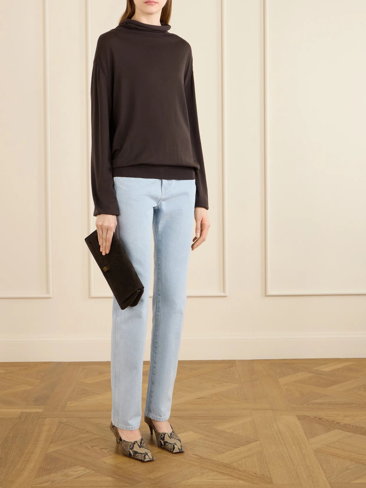 Image of Jeans. Product name - Farley Straight-leg Jeans in Light denim colour by brand - KHAITE