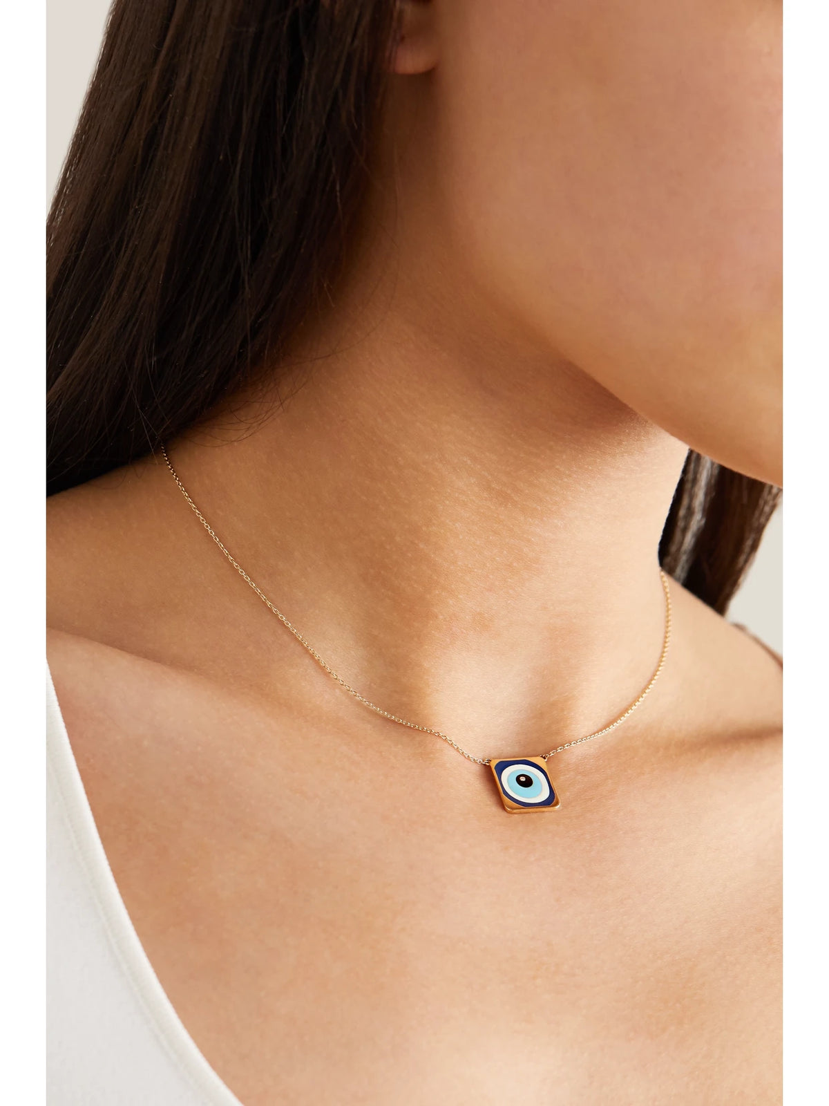 Image of Necklaces. Product name - 18-karat Rose Gold, Enamel And Diamond Necklace in Blue colour by brand - Diane Kordas