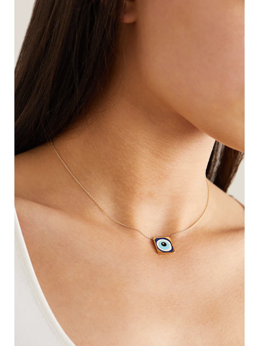 Image of Necklaces. Product name - 18-karat Rose Gold, Enamel And Diamond Necklace in Blue colour by brand - Diane Kordas