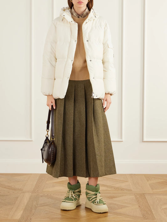 Image of Boots. Product name - Altive Quilted Shell Ankle Boots in Army green colour by brand - Moncler