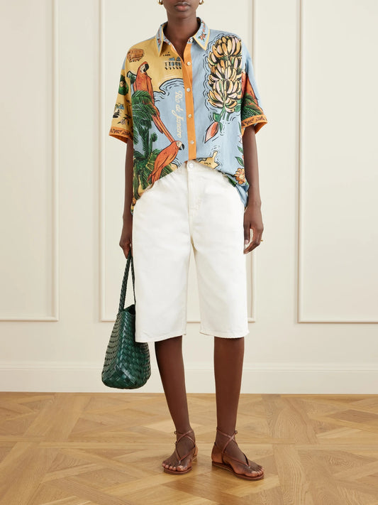 Beaches Path Printed Linen-blend Shirt