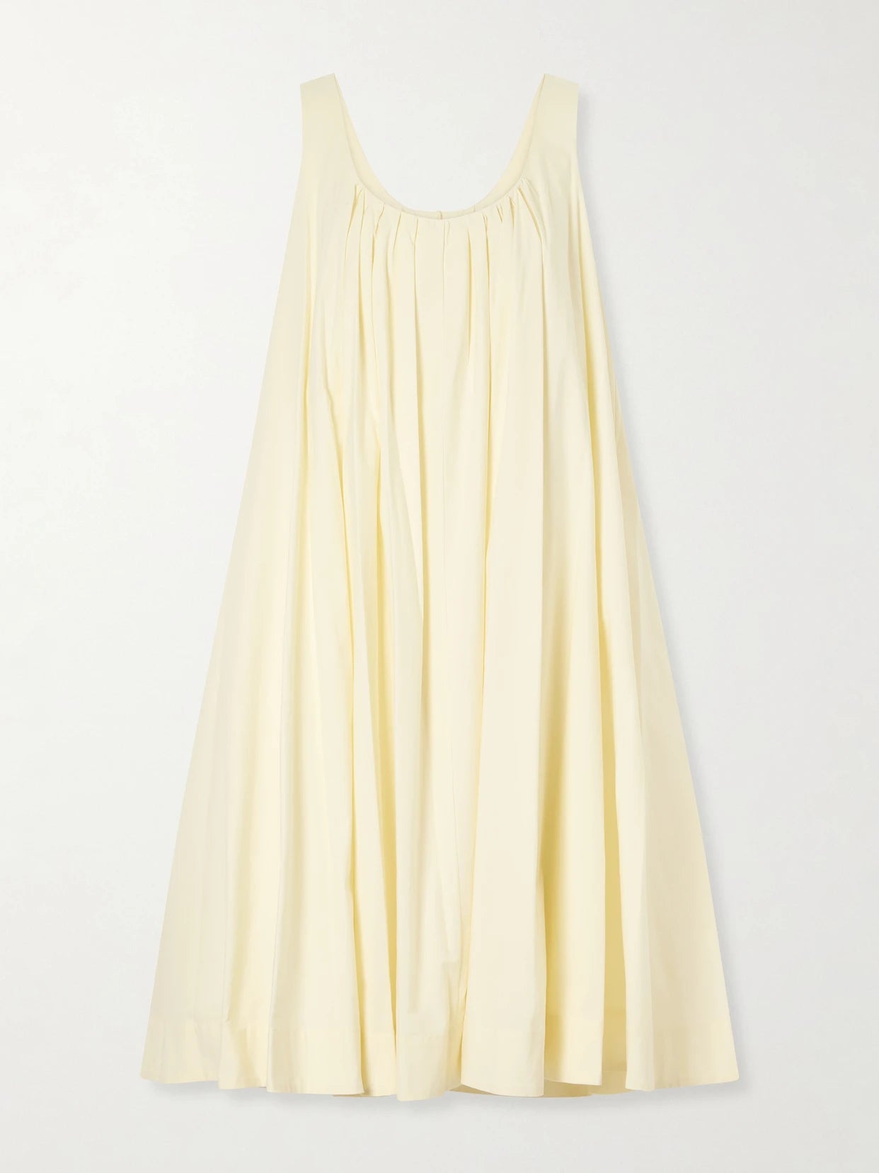 The Lennox Pleated Stretch-cotton Poplin Midi Dress