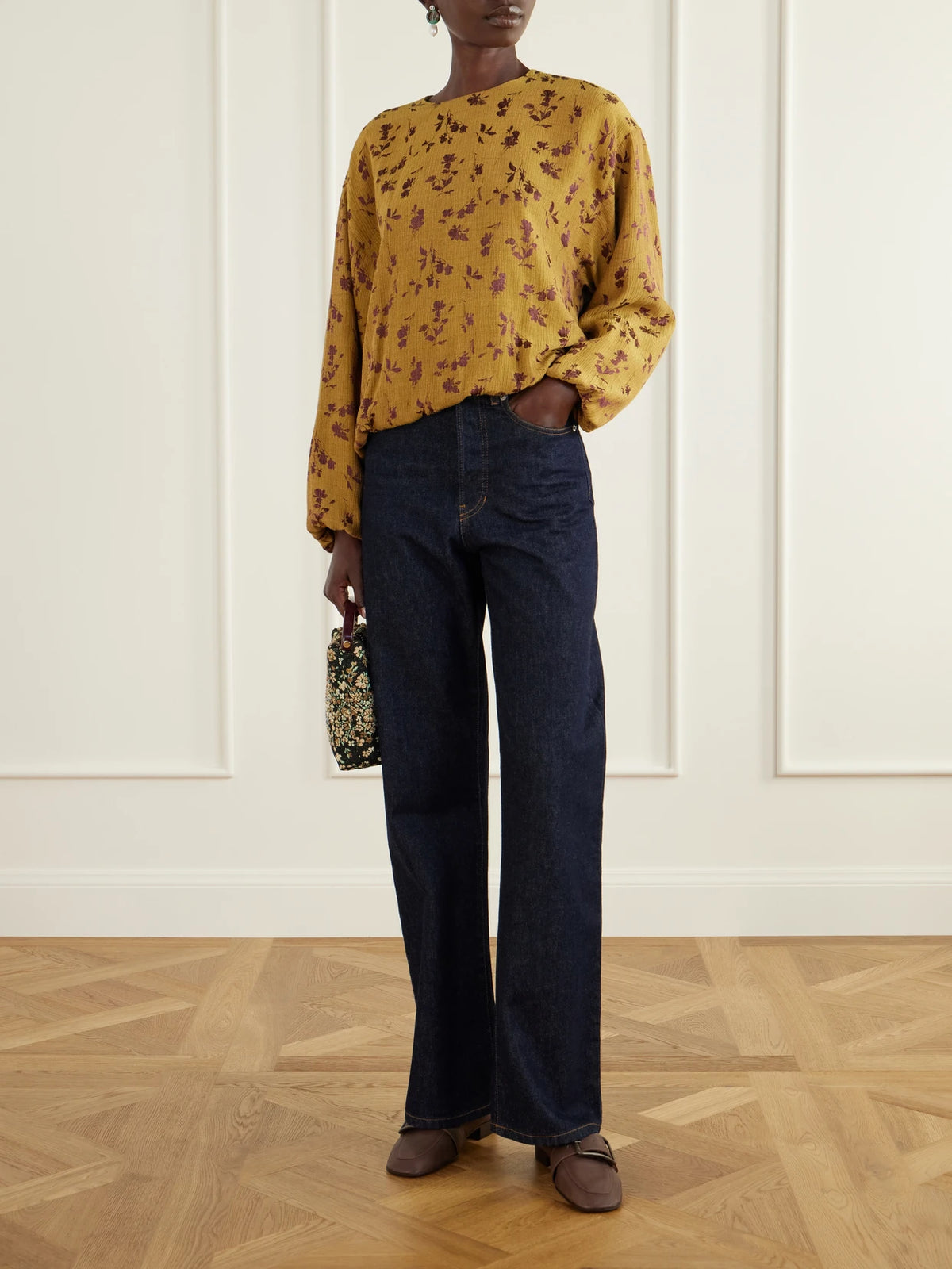 Image of Flats. Product name - Buckle-detailed Leather Loafers in Dark brown colour by brand - Dries Van Noten