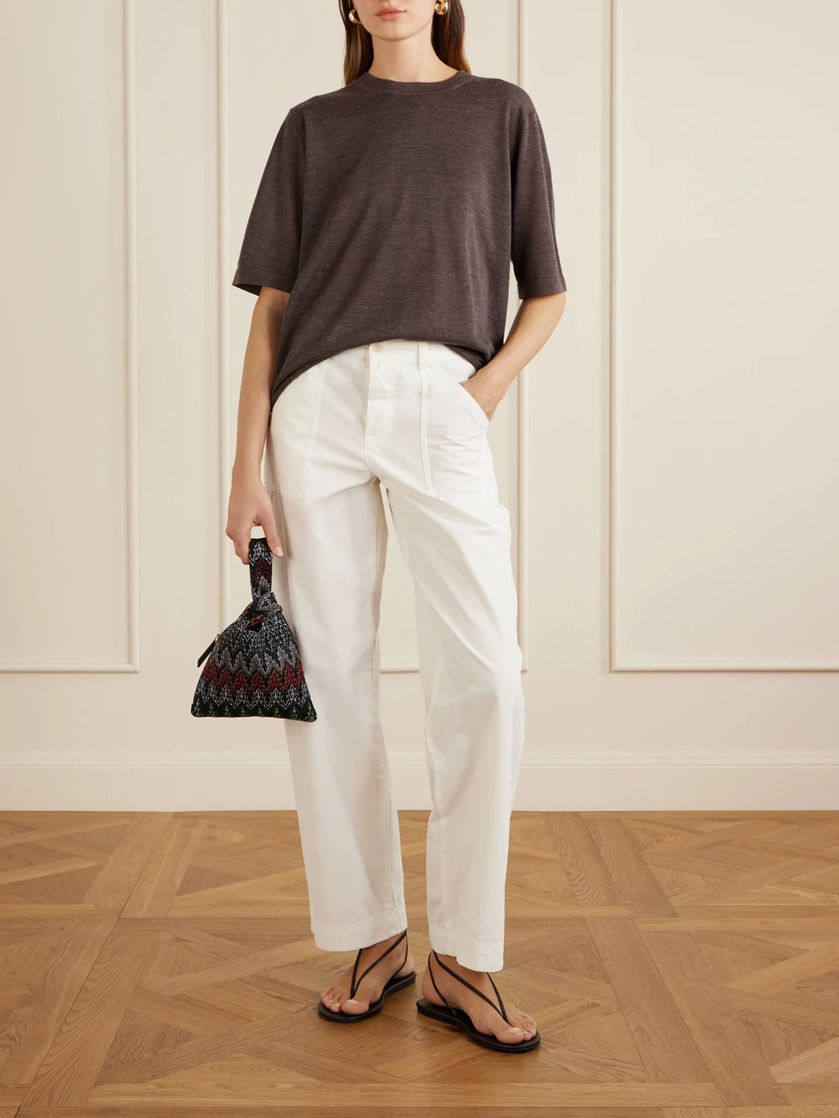 Striped Lurex Shoulder Bag