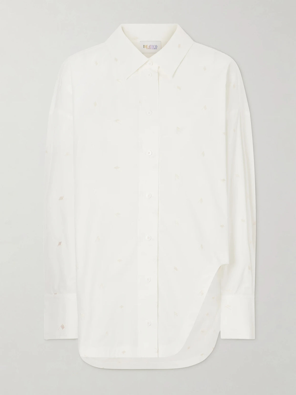 Asymmetric Embroidered Cotton-blend Shirt