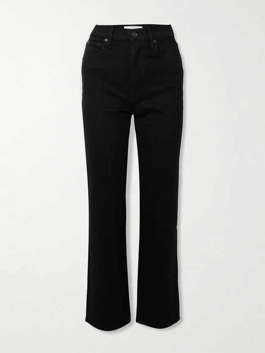 Image of Jeans. Product name - London High-rise Straight-leg Jeans in Black colour by brand - SLVRLAKE