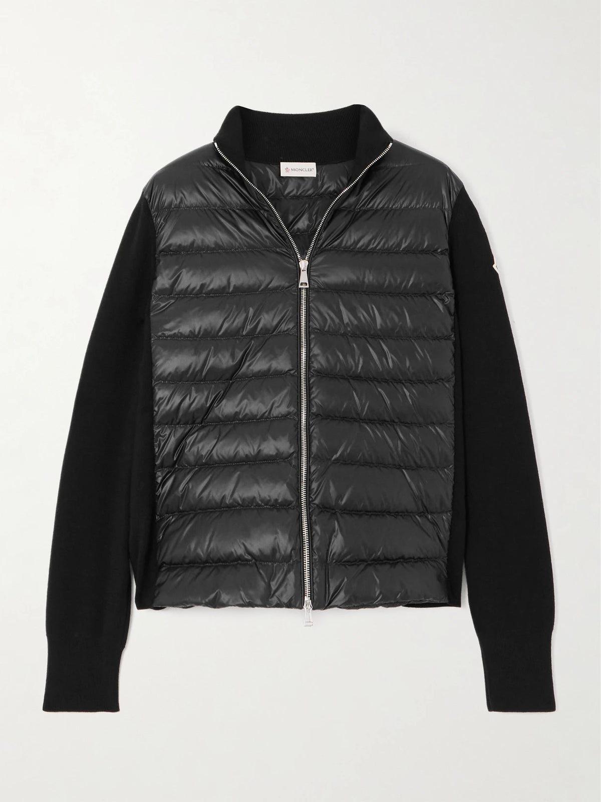 Wool And Quilted Shell Down Cardigan