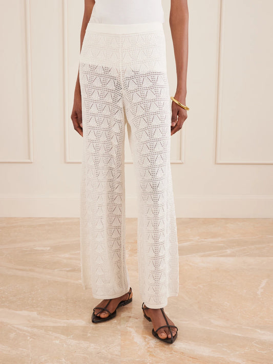 Egeo Pointelle-knit Wide-leg Pants