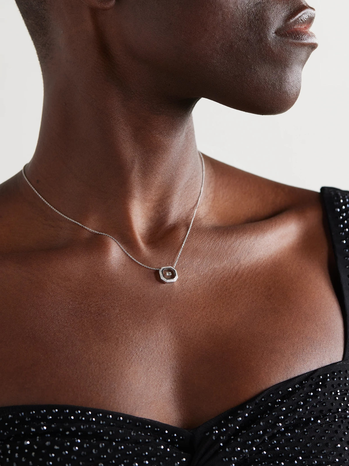 Image of Necklaces. Product name - Universe 18-karat White Gold, Diamond And Enamel Necklace in Multi colour by brand - Nikos Koulis