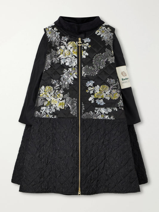Erdem + Barbour Embellished Waxed Cotton-jacquard Coat