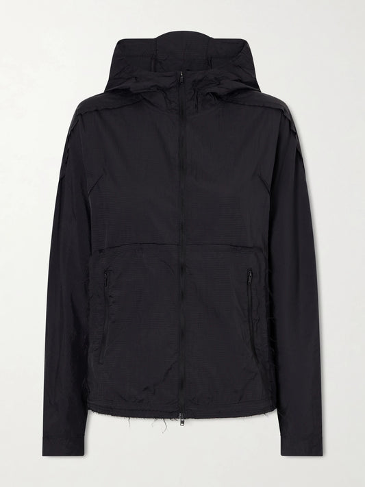 Image of Coats & Jackets. Product name - + Y-3 Frayed Lightweight Hooded Jacket in Black colour by brand - adidas Originals