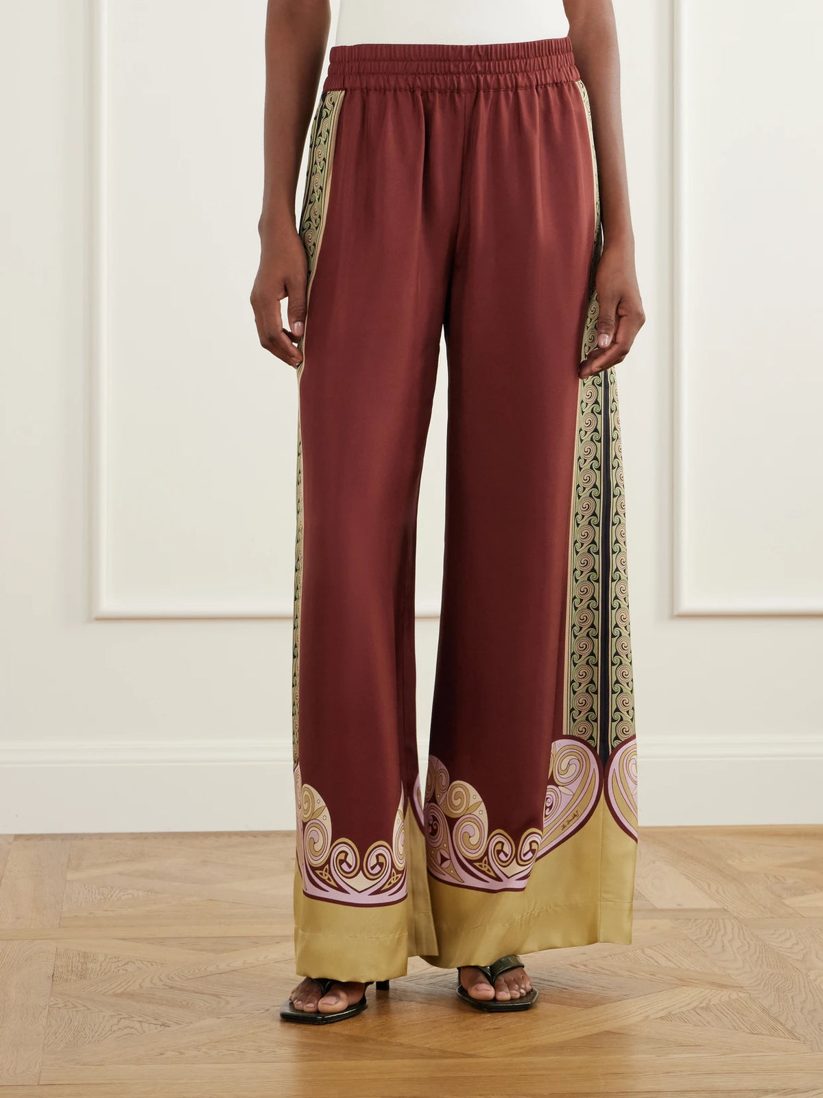 La DoubleJ Palazzo Printed Silk-twill Wide-leg Pants