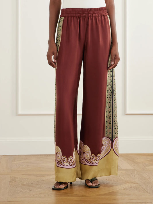 La DoubleJ Palazzo Printed Silk-twill Wide-leg Pants