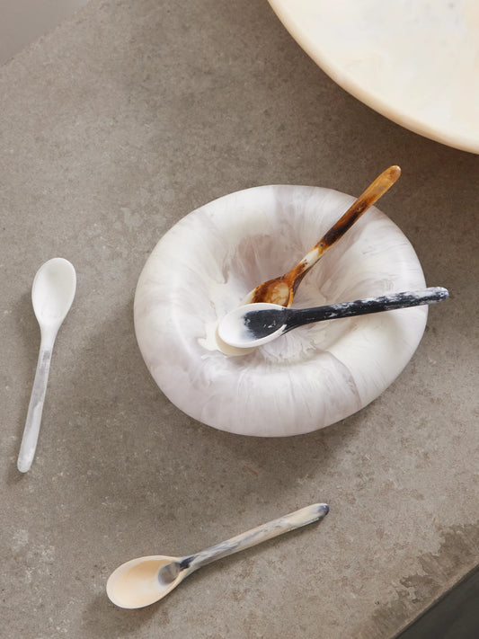 Image of Tableware. Product name - Stone Set Of Six Resin Spoons in Multi colour by brand - Dinosaur Designs