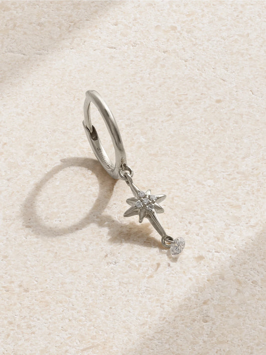 North Star 18-karat White Gold Diamond Single Hoop Earring