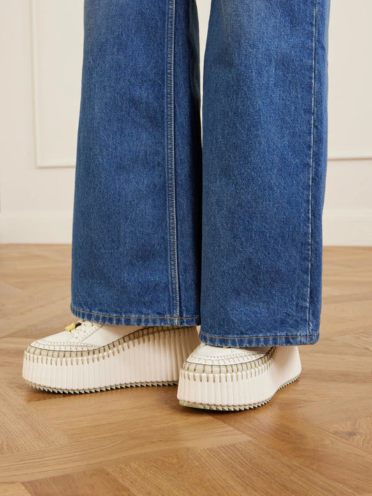 Nama Patchwork Suede-trimmed Leather Platform Sneakers