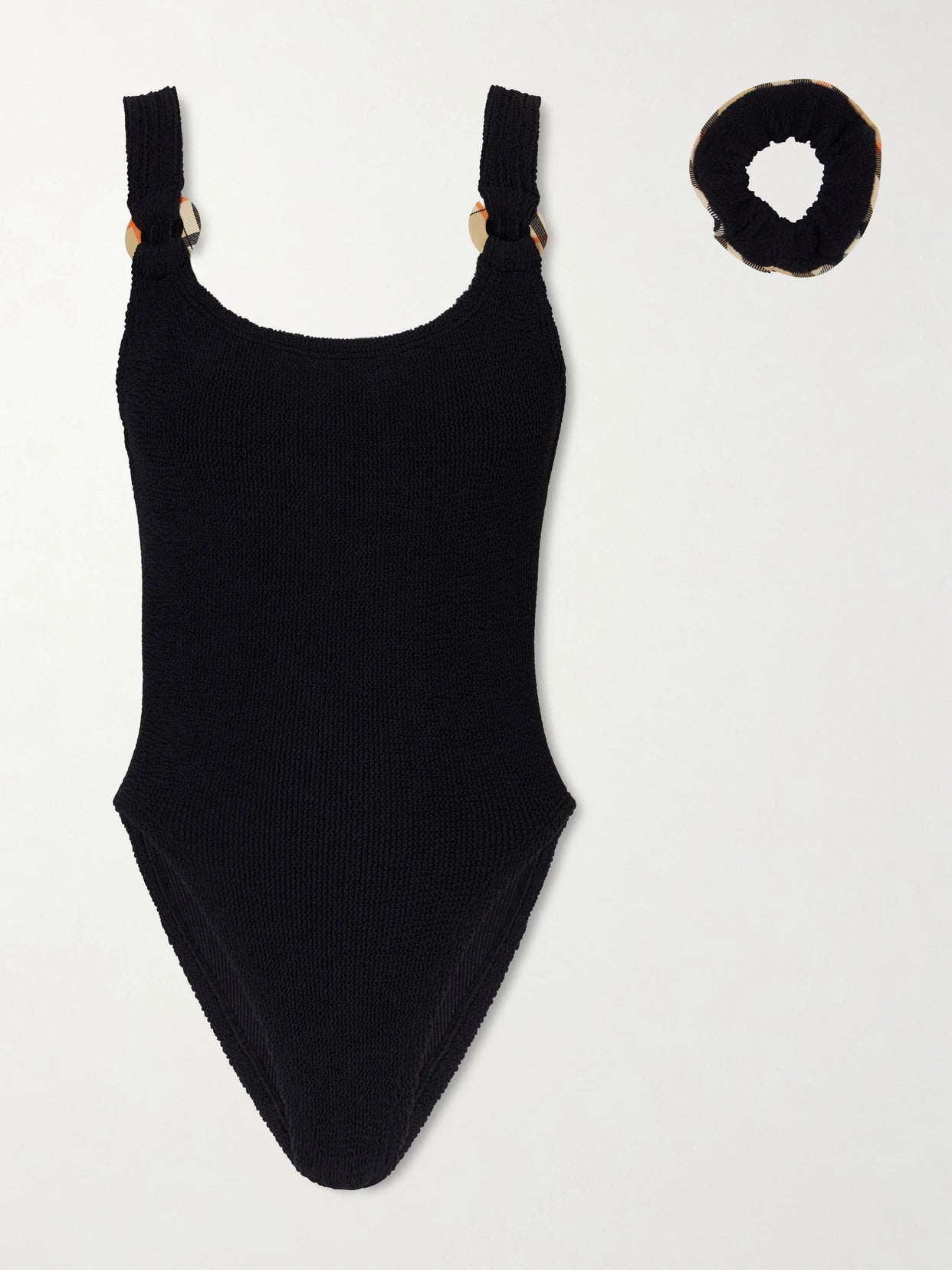 Image of Swimwear. Product name - Hunza G Domino Original Crinkle Swimsuit in Black colour by brand - Burberry