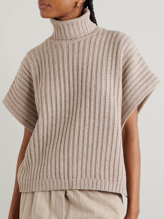 Ribbed Cashmere Turtleneck Sweater