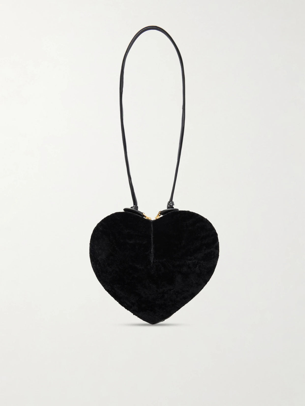 Le Coeur Leather-trimmed Shearling Shoulder Bag