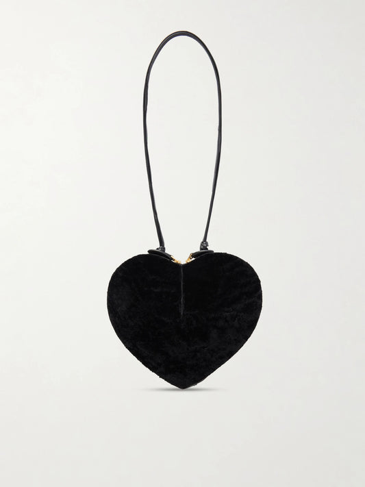 Le Coeur Leather-trimmed Shearling Shoulder Bag