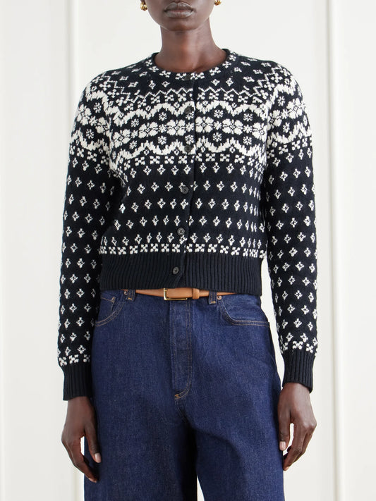 Polo Ralph Lauren Cropped Fair Isle Intarsia-knit Wool, Cotton And Alpaca-blend Cardigan