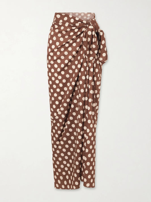 Image of Swimwear. Product name - Lomas Polka-dot Cotton Pareo in Brown colour by brand - Faithfull