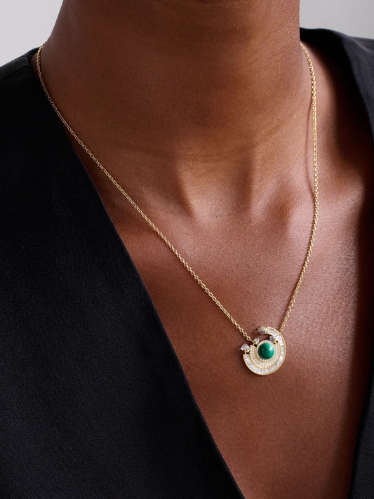 Image of Necklaces. Product name - Chakra 18-karat Gold Multi-stone Necklace in Multi colour by brand - Ananya