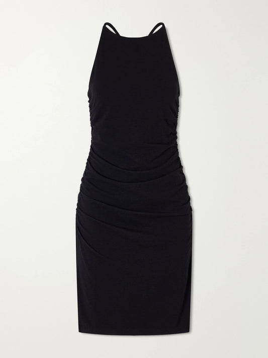 Image of Dresses. Product name - Ruched Tank Cotton-blend Jersey Mini Dress in Black colour by brand - James Perse