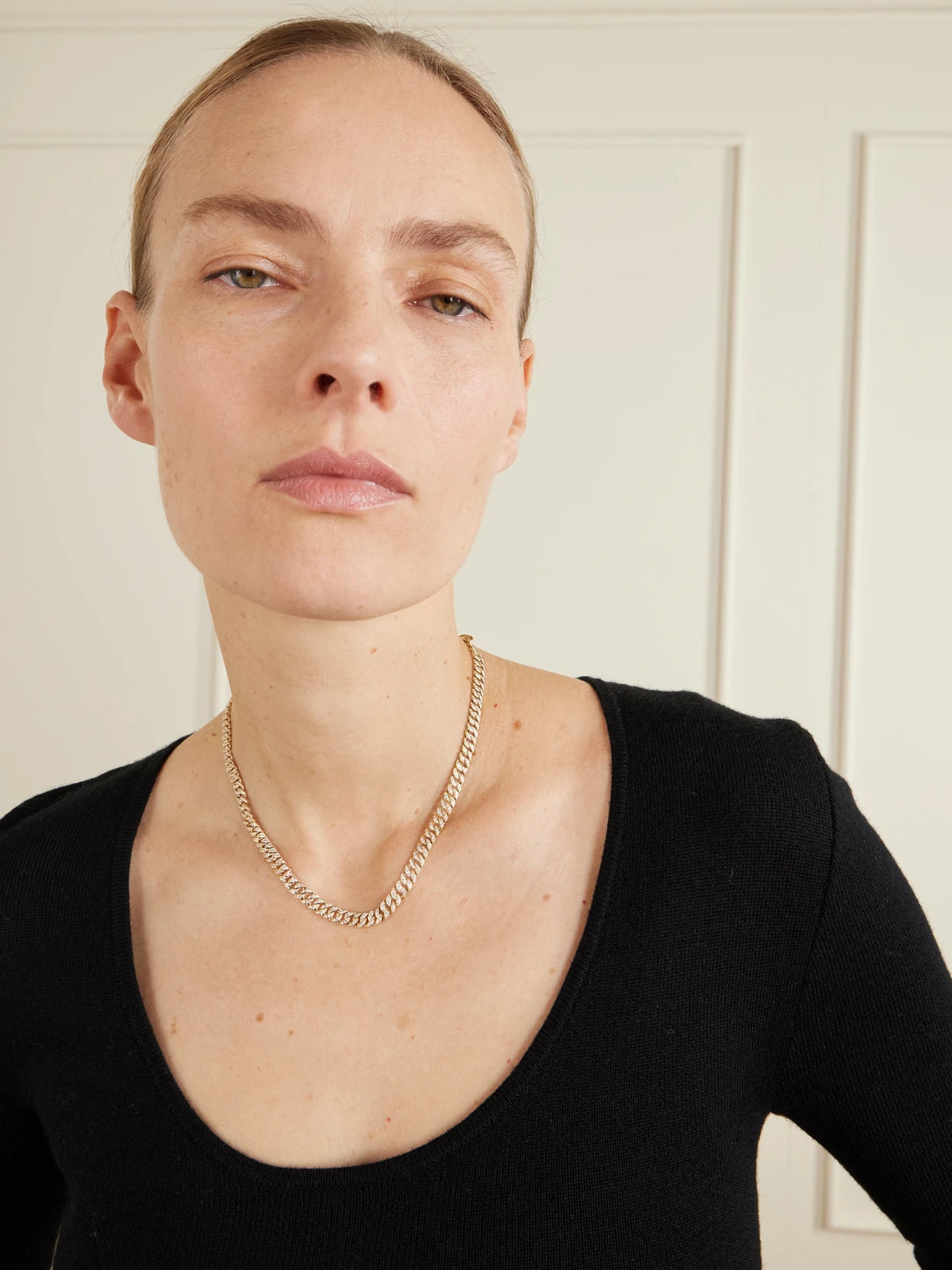 Image of Necklaces. Product name - Havana Small 18-karat Gold Diamond Choker in Multi colour by brand - Anita Ko