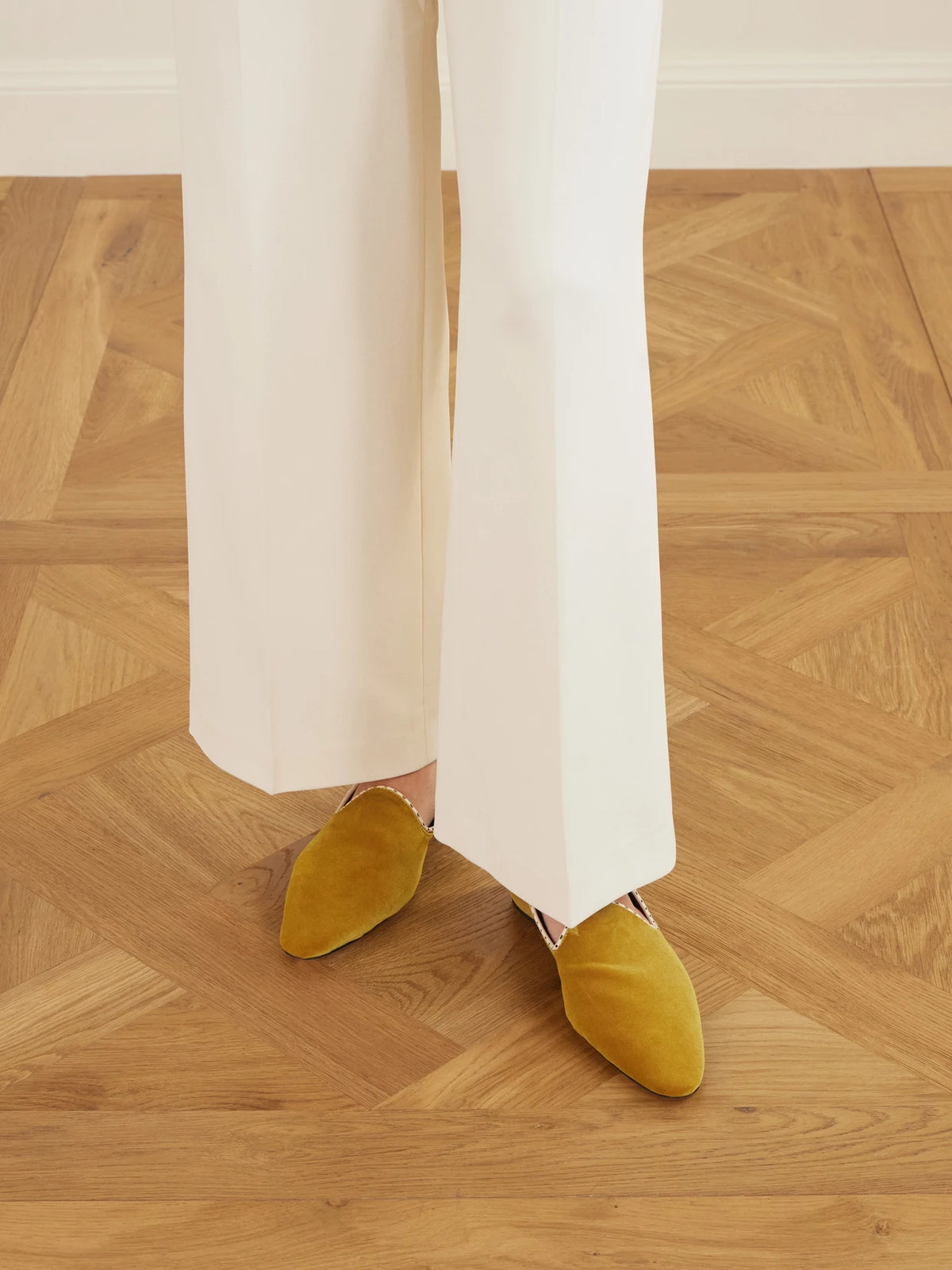 Leather-trimmed Velvet Slippers