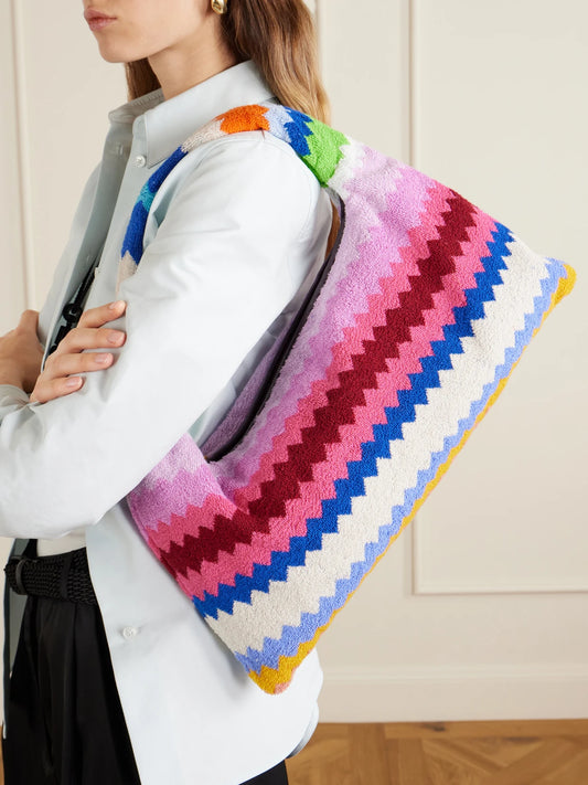 Image of Bags. Product name - Striped Terry Shoulder Bag in Multi colour by brand - Missoni