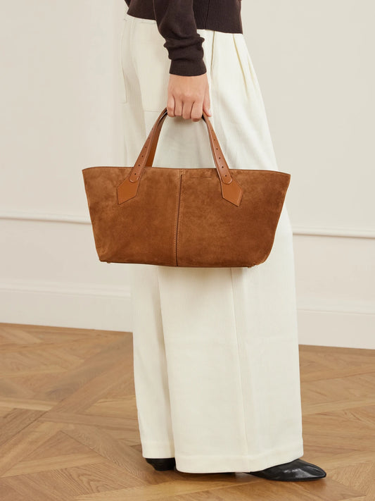 Proenza Schouler East West Chelsea Leather-trimmed Suede Tote