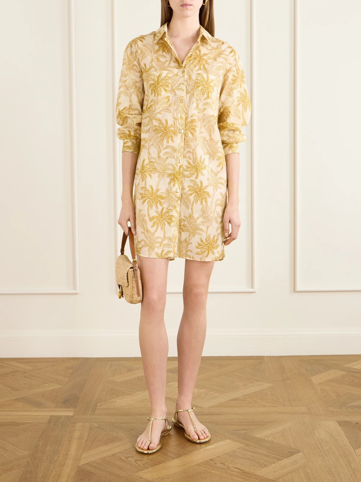 Image of Dresses. Product name - Exotisme Printed Cotton-voile Shirt in Yellow colour by brand - Eres