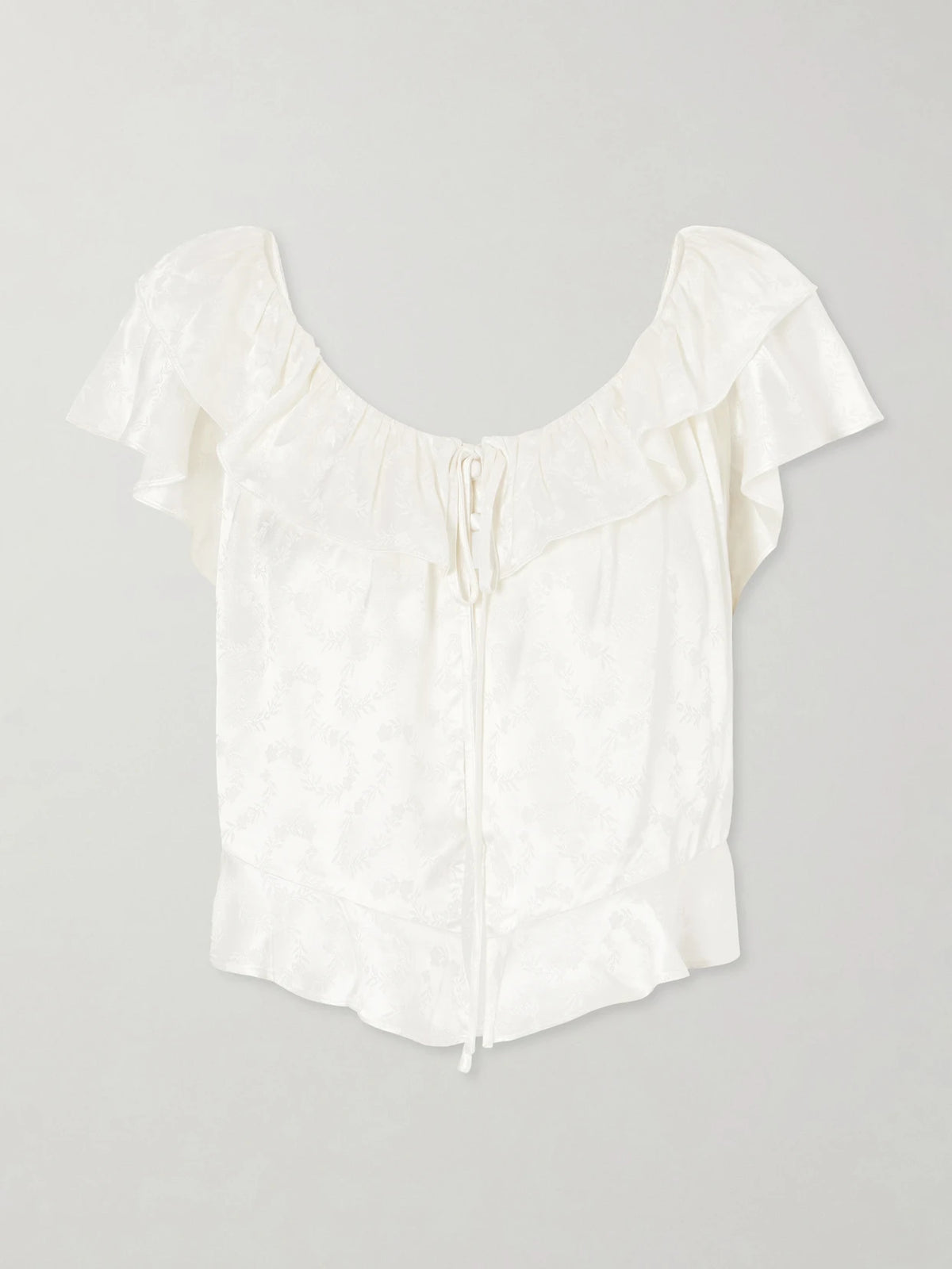 Floriette Ruffled Satin-jacquard Blouse