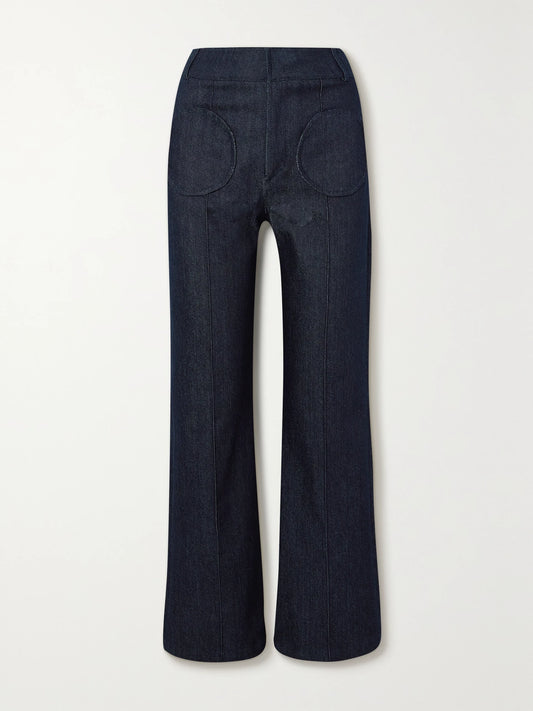 Image of Jeans. Product name - Olafur High-rise Straight-leg Jeans in Blue colour by brand - DESTREE