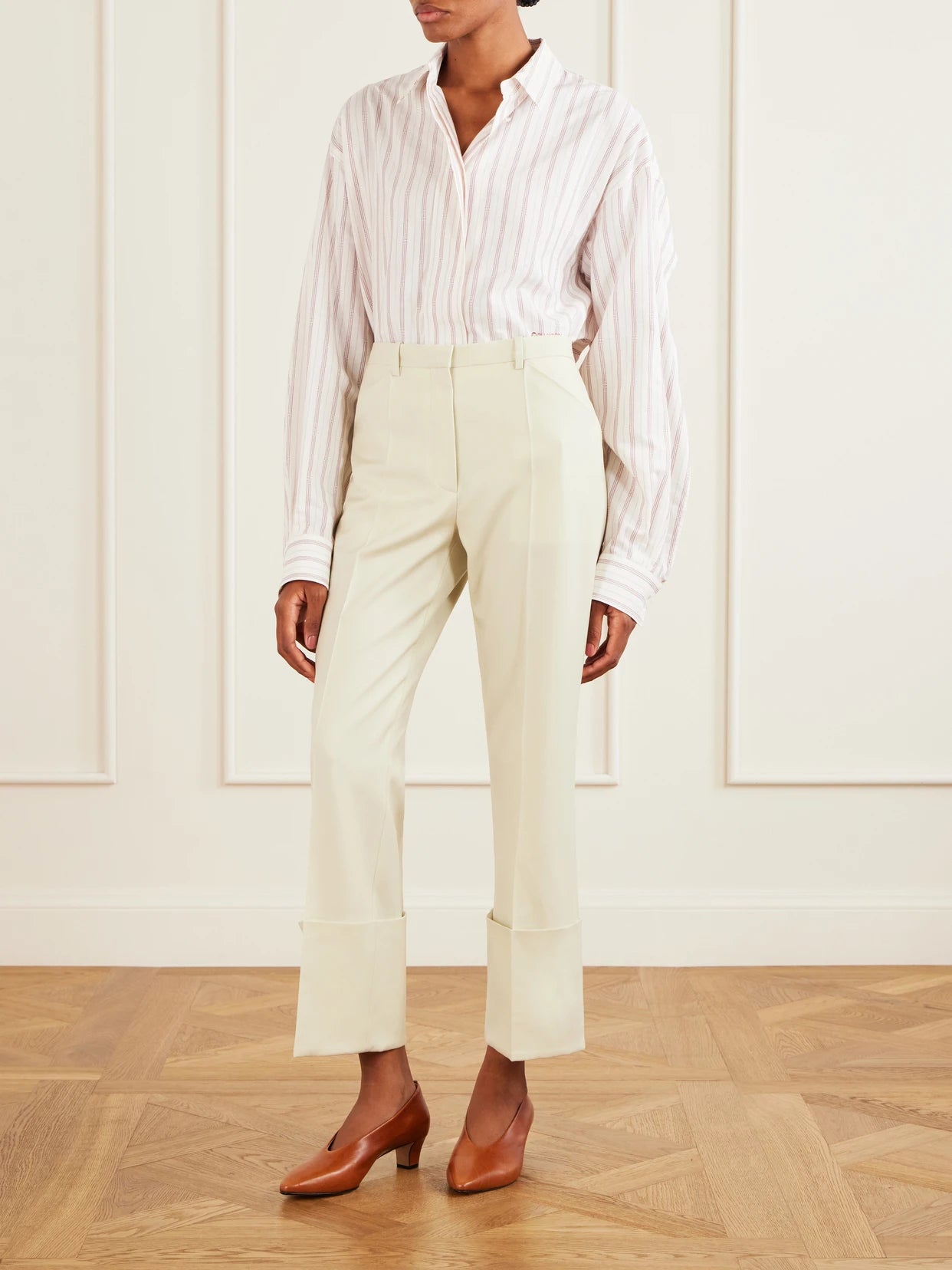 Ramie-blend Twill Straight-leg Pants