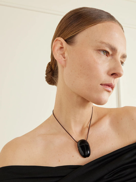 Image of Necklaces. Product name - Scarab Silver Onyx Necklace in Black colour by brand - Sophie Buhai