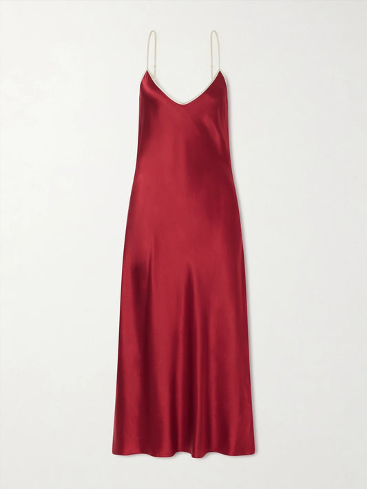 Image of Dresses. Product name - Bias Slip Silk-charmeuse Slip Midi Dress in Red colour by brand - Comme Si