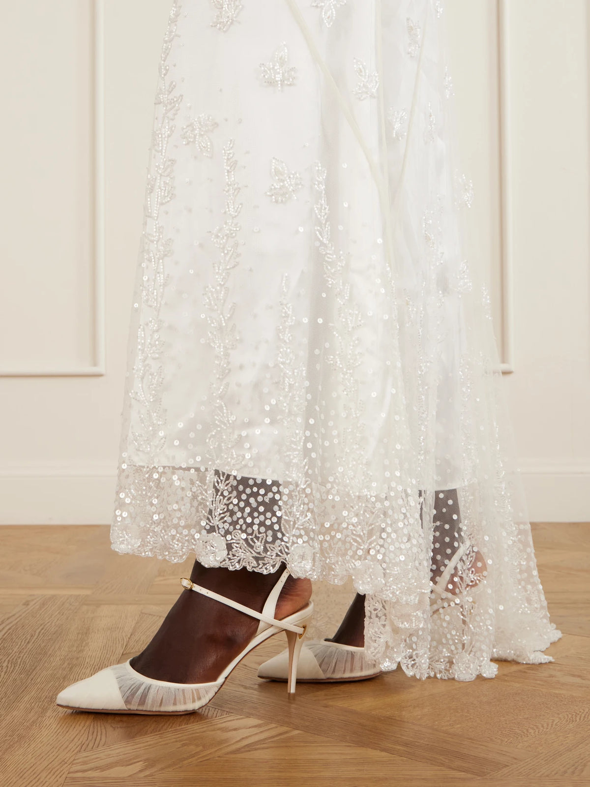 Mattia 85 Leather-trimmed Lace Pumps
