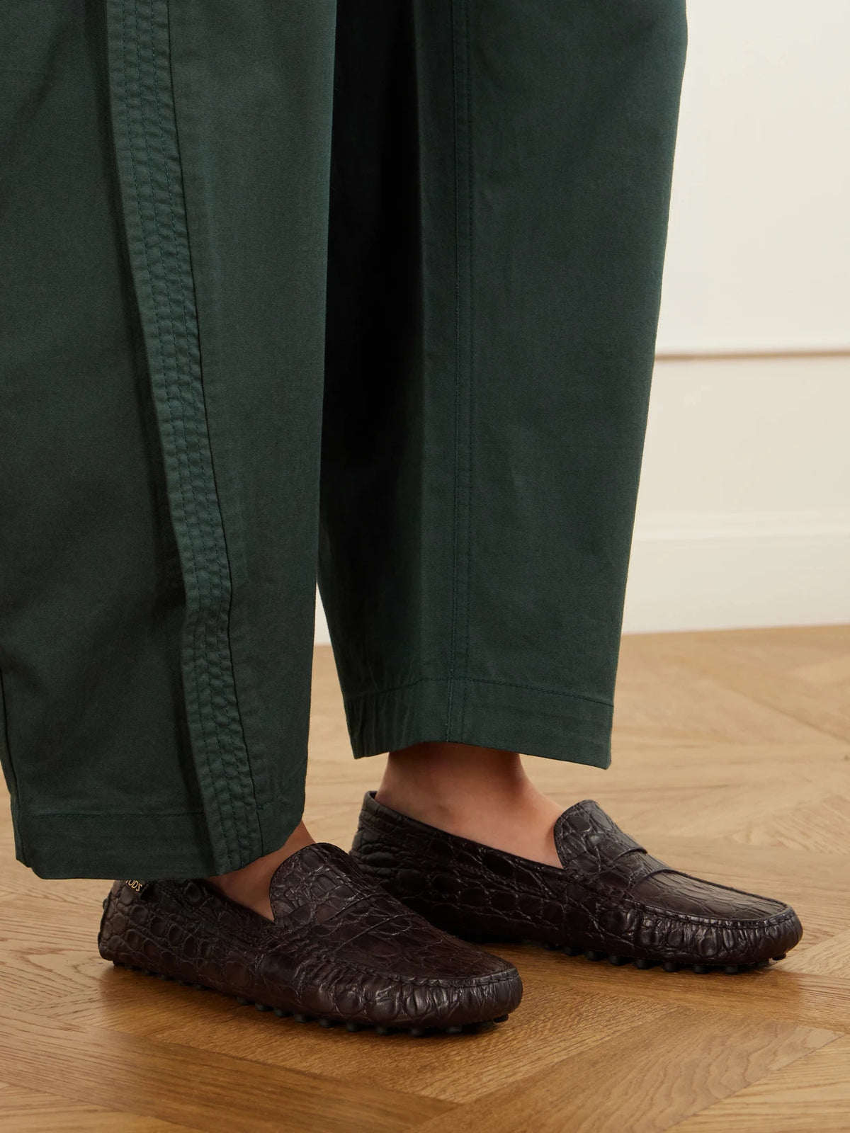 Gommino Croc-effect Leather Loafers