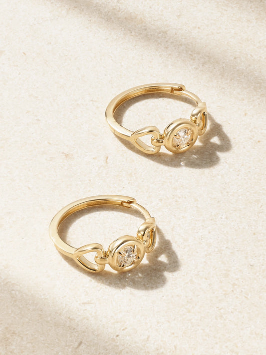 Silvia 14-karat Gold Diamond Hoop Earrings