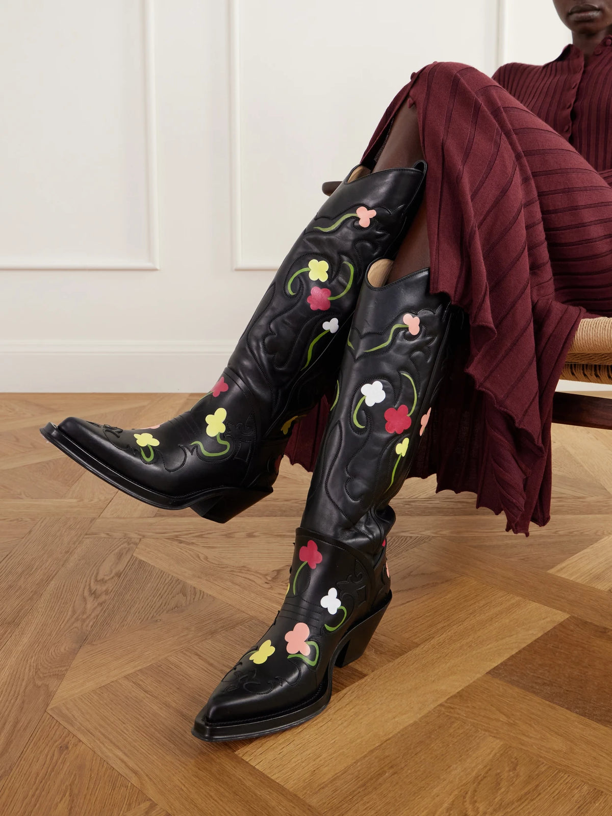 Gabriela Hearst Capitana 60 Hand-painted Leather Knee Boots