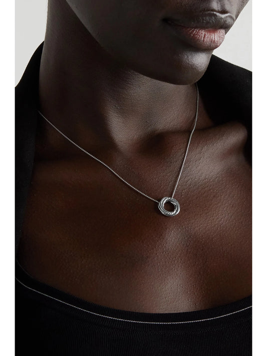 Image of Necklaces. Product name - Crossover 18-karat White Gold Diamond Necklace in Silver colour by brand - David Yurman