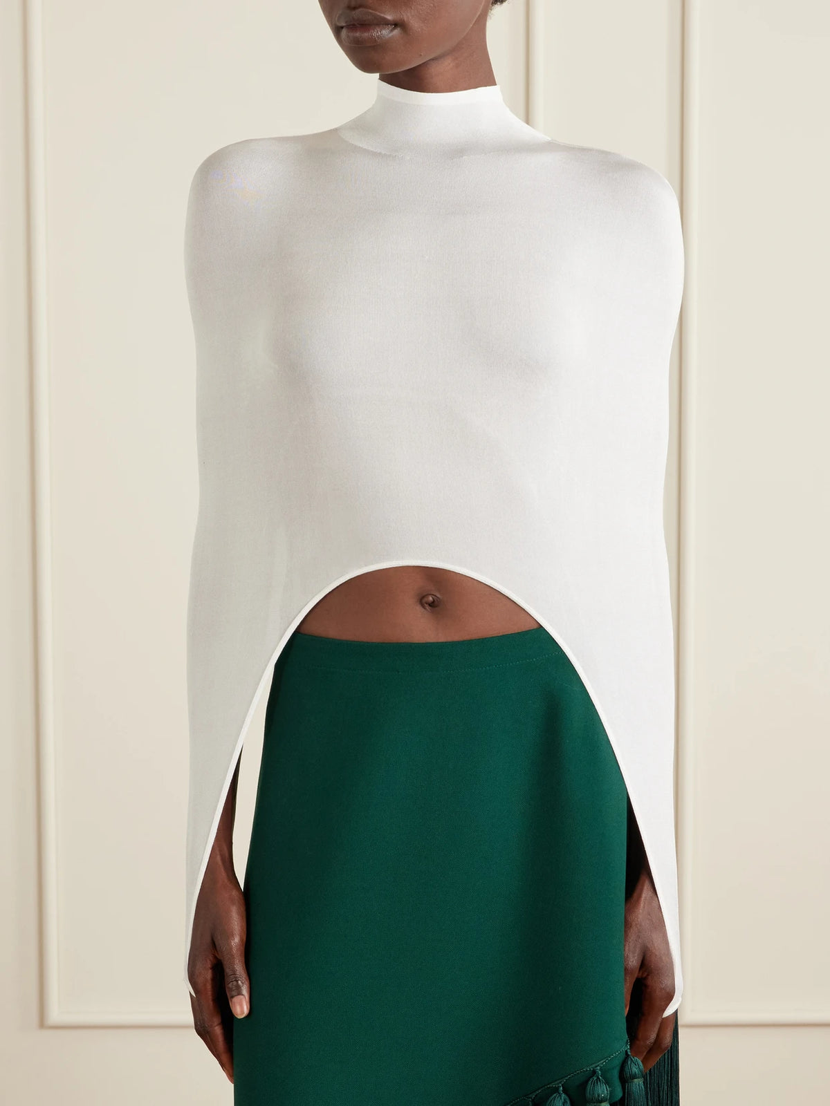Alaïa Cropped Turtleneck Silk-blend Top