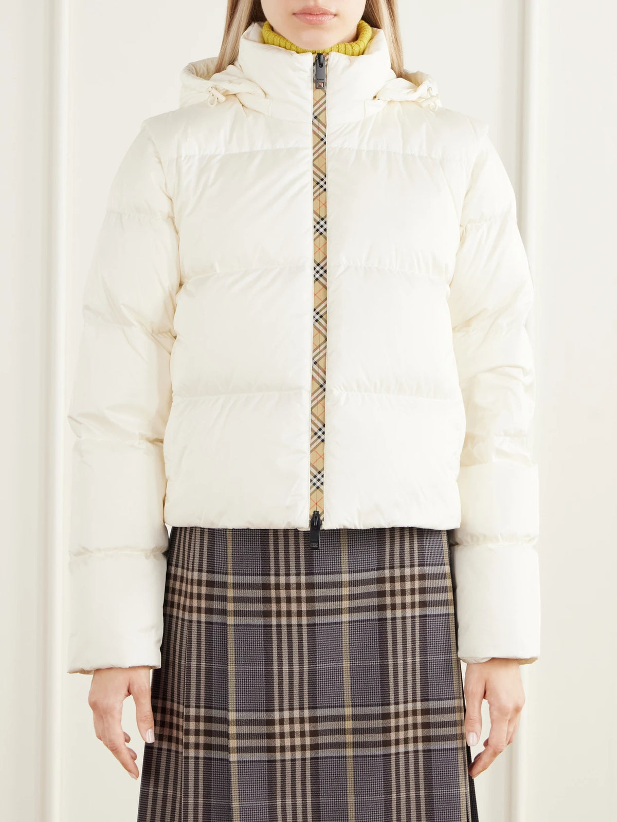 Burberry Ireland Hybrid Check-trimmed Shell Down Jacket