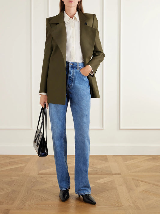 Image of Jeans. Product name - Temple Mid-rise Straight-leg Jeans in Mid denim colour by brand - KALLMEYER