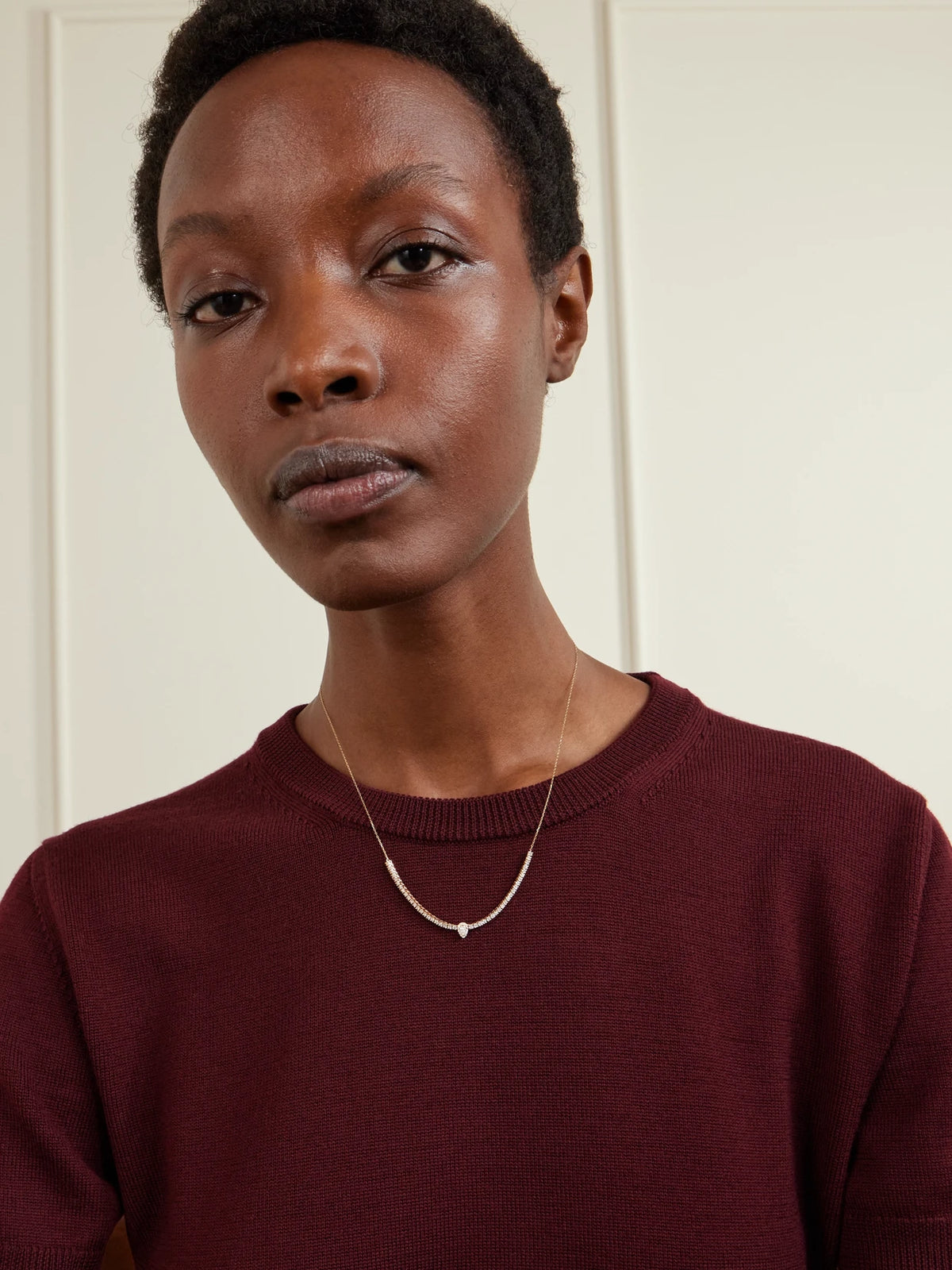 Image of Necklaces. Product name - 18-karat Gold Diamond Tennis Necklace in Multi colour by brand - Persée