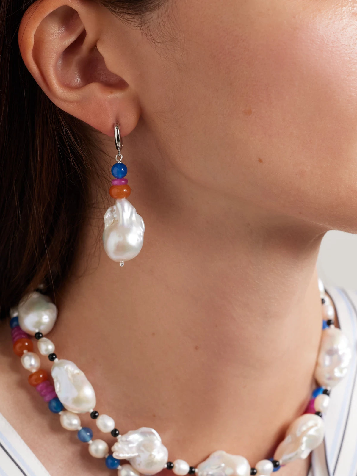 Image of Earrings. Product name - Turkish Delight Silver Multi-stone Earrings in Multi colour by brand - Gohar World
