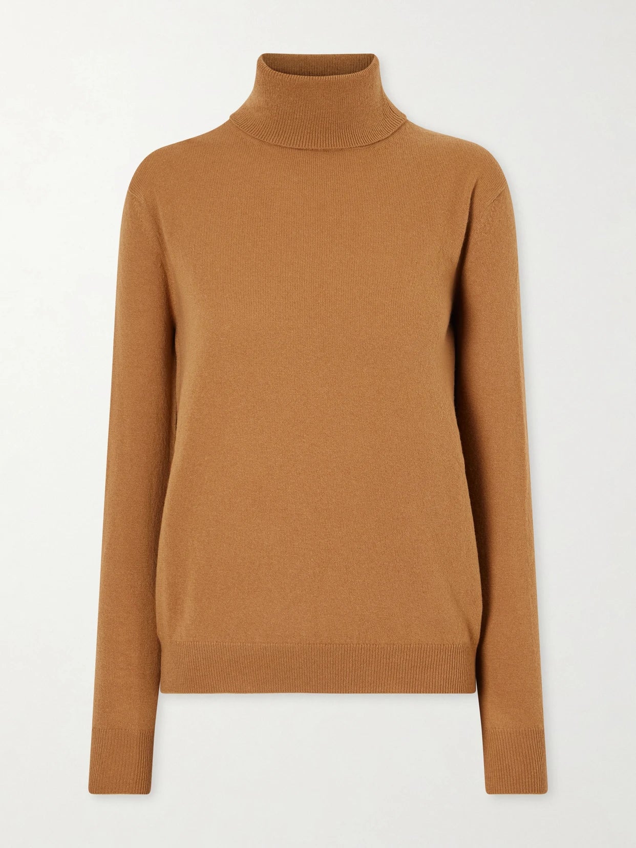 Image of a model wearing Outerwear. Product name - Wool And Cashmere-blend Turtleneck Sweater in Brown colour by brand - Jil Sander